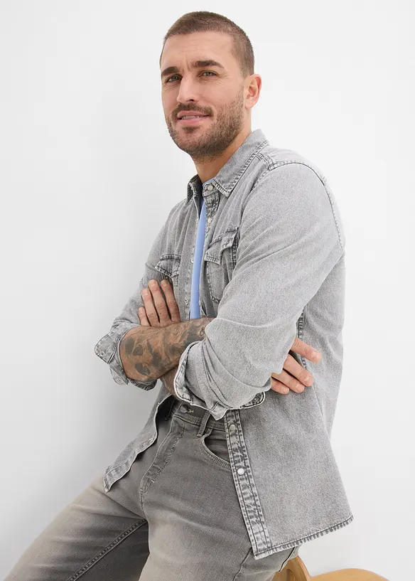 Camicia a maniche lunghe in jeans di puro cotone biologico, bonprix