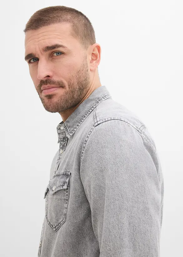 Camicia a maniche lunghe in jeans di puro cotone biologico, bonprix