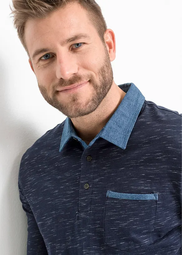 Polo a maniche lunghe in puro cotone, bonprix