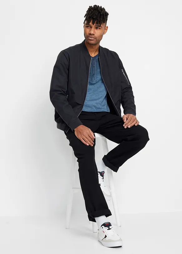 Maglia serafino a maniche lunghe in cotone biologico effetto lavato, bonprix