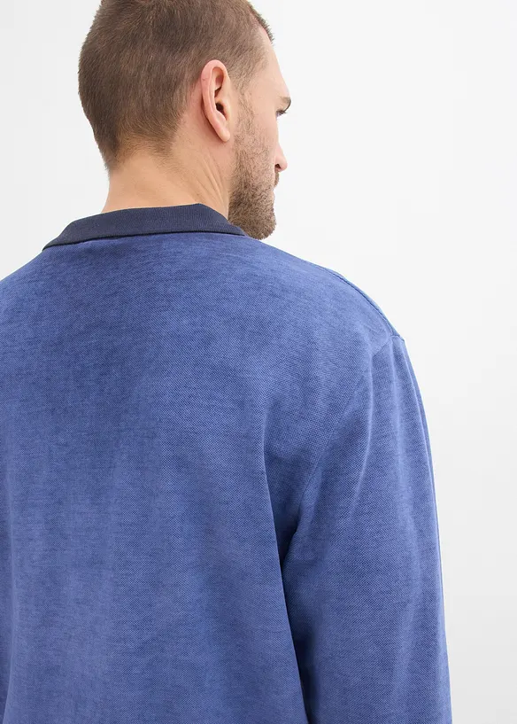 Polo a maniche lunghe in piquet effetto lavato, bonprix