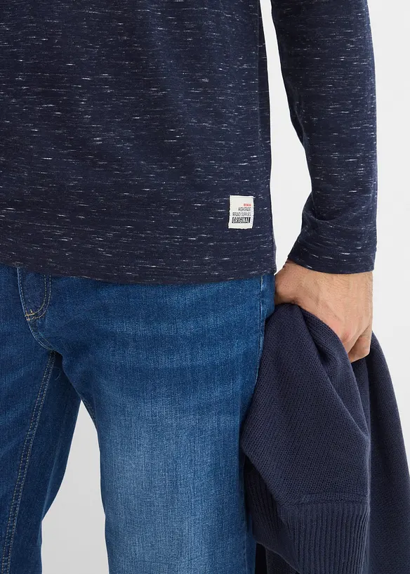 Maglia serafino a maniche lunghe in filato fiammato, bonprix