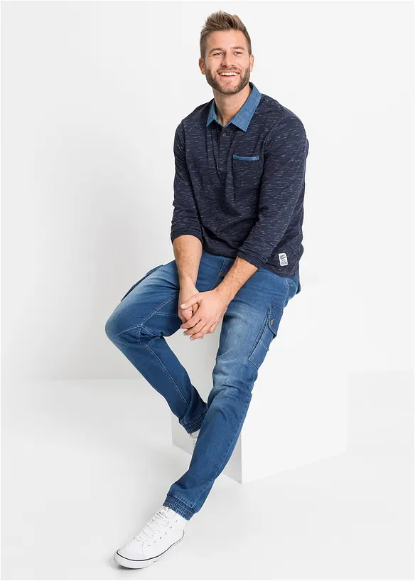 Polo a maniche lunghe in puro cotone, bonprix