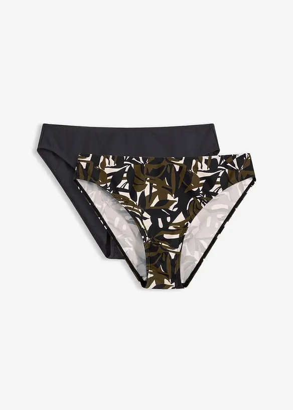 Slip per bikini (pacco da 2) tinta unita e in fantasia, bonprix