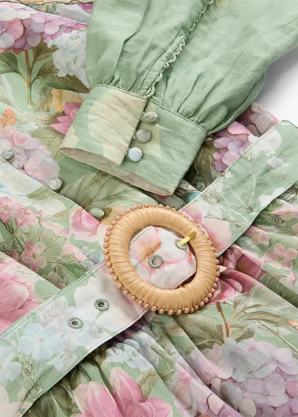 Abito midi in rami&egrave; con cintura, bonprix