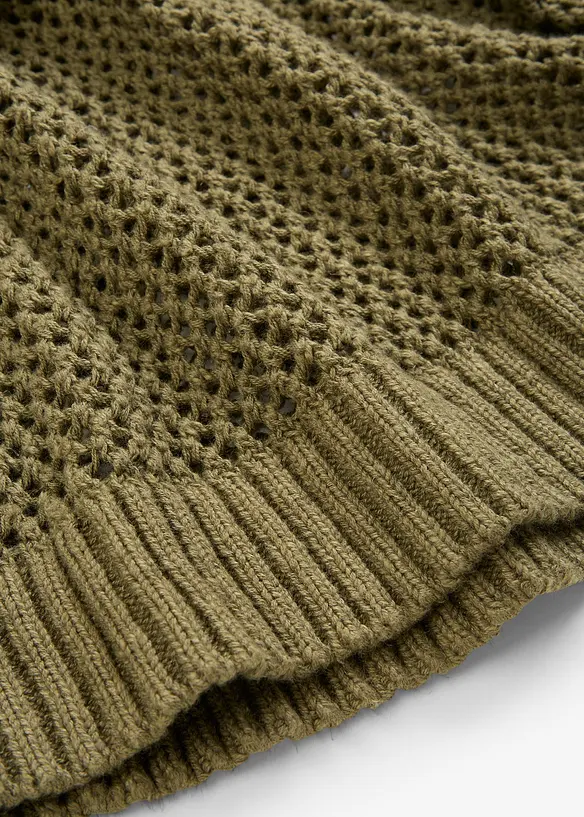 Maglione traforato in misto lino leggero, bonprix