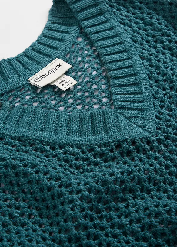 Maglione traforato in misto lino leggero, bonprix