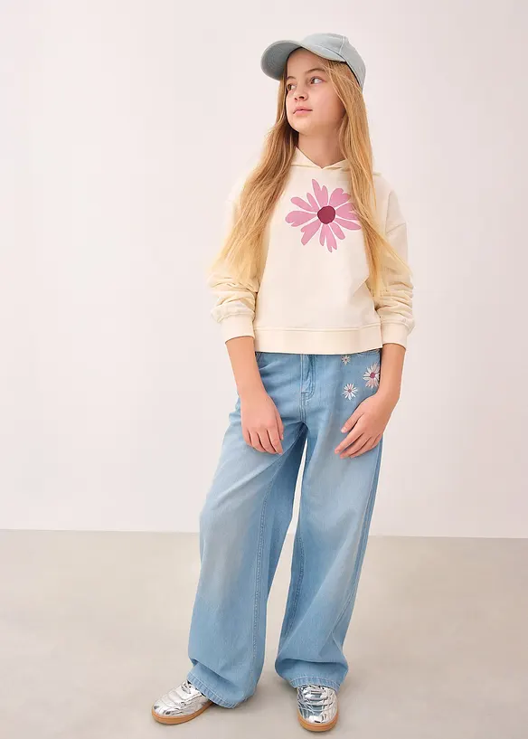 Jeans wide leg, vita media, bonprix