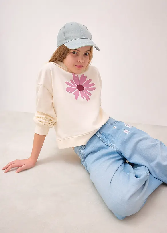 Jeans wide leg, vita media, bonprix