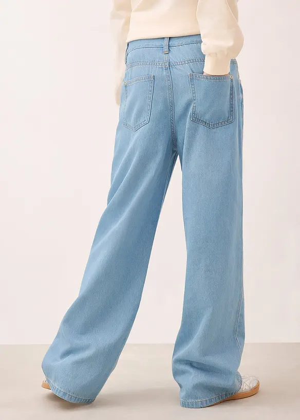 Jeans wide leg, vita media, bonprix