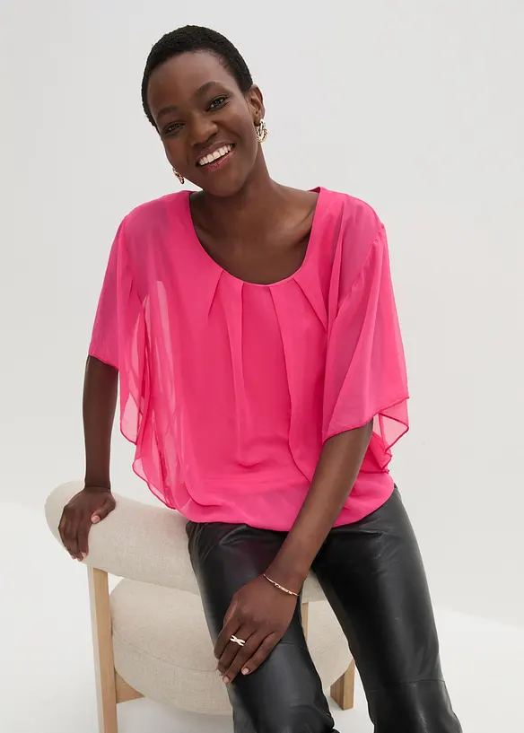 Blusa in chiffon con canotta, bonprix