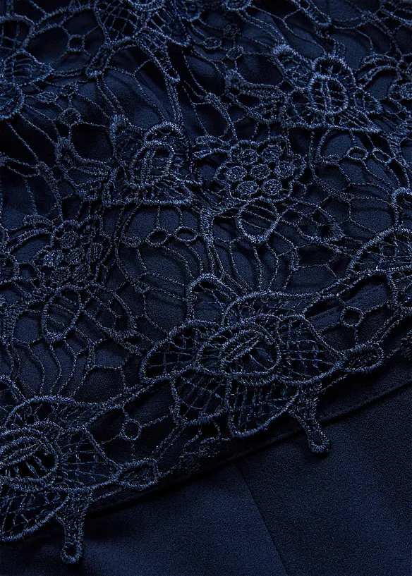 Tuta elegante effetto neoprene con pizzo, bonprix