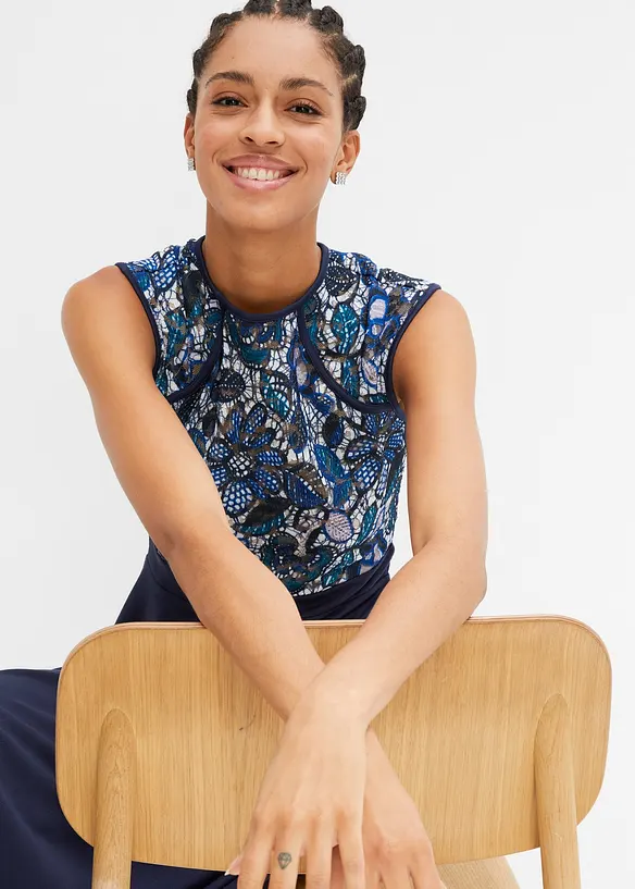 Abito midi con pizzo, bonprix