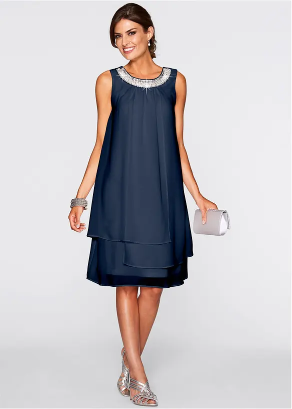 Abito in chiffon con applicazione di strass, bonprix