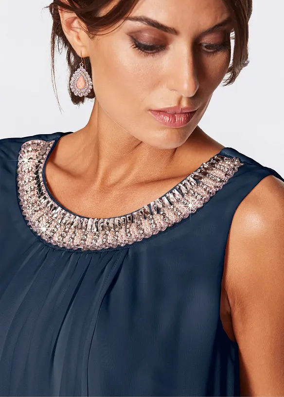 Abito in chiffon con applicazione di strass, bonprix
