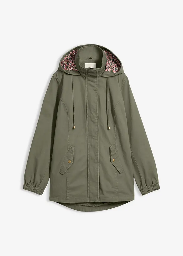 Parka da mezza stagione in cotone con cappuccio in fantasia, bonprix