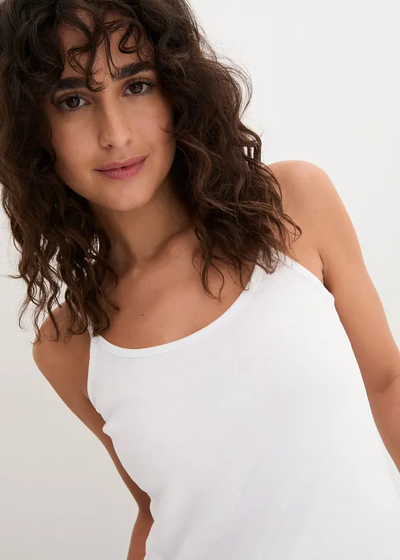 Top con spalline sottili in puro cotone (pacco da 3), bonprix