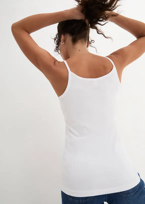 Top con spalline sottili in puro cotone (pacco da 3), bonprix