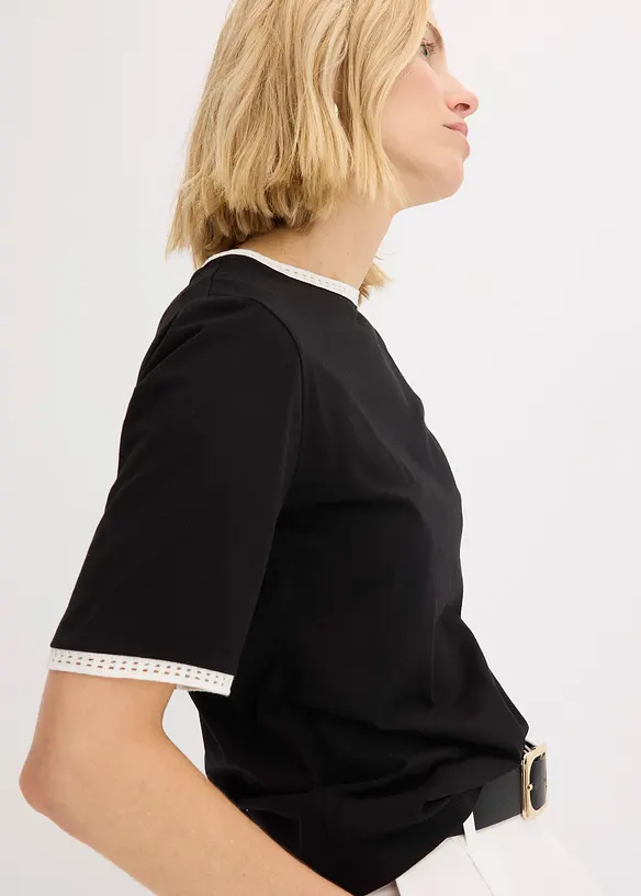Maglia con bordatura in pizzo, bonprix