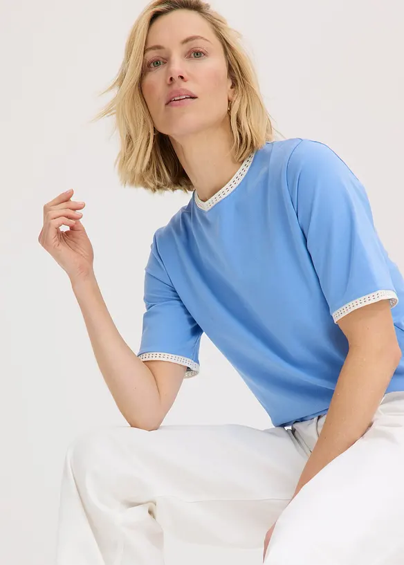 Maglia con bordatura in pizzo, bonprix