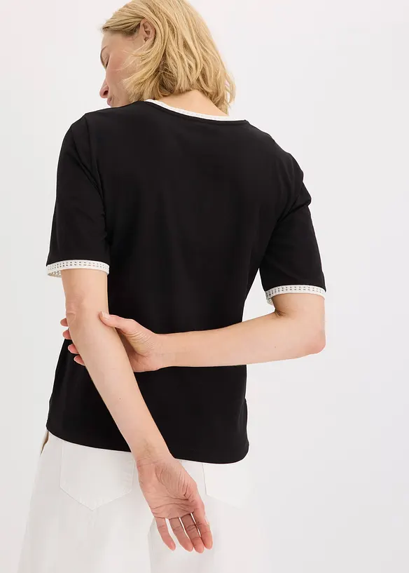 Maglia con bordatura in pizzo, bonprix