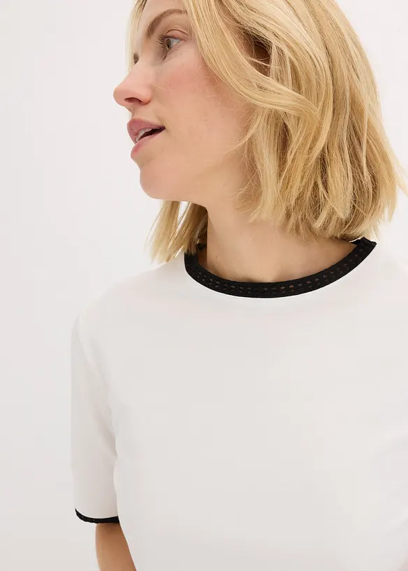 Maglia con bordatura in pizzo, bonprix