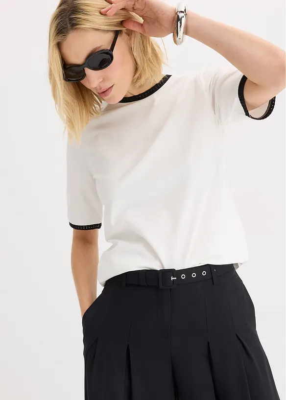 Maglia con bordatura in pizzo, bonprix