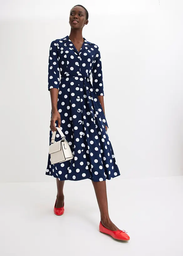 Abito chemisier con cintura da annodare, bonprix