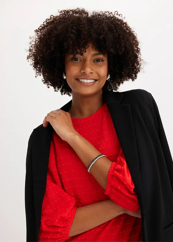 Maglia stile tunica in tessuto operato, bonprix