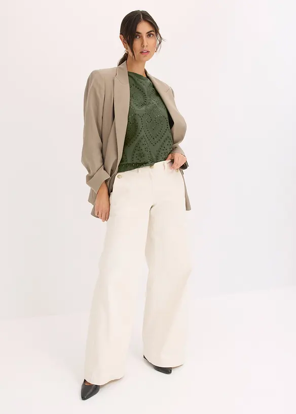 Maglia con pizzo traforato, bonprix