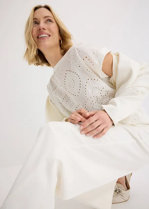 Maglia con pizzo traforato, bonprix