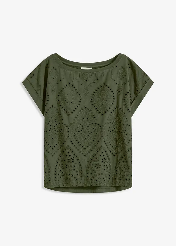 Maglia con pizzo traforato, bonprix