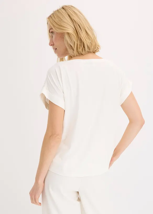 Maglia con pizzo traforato, bonprix