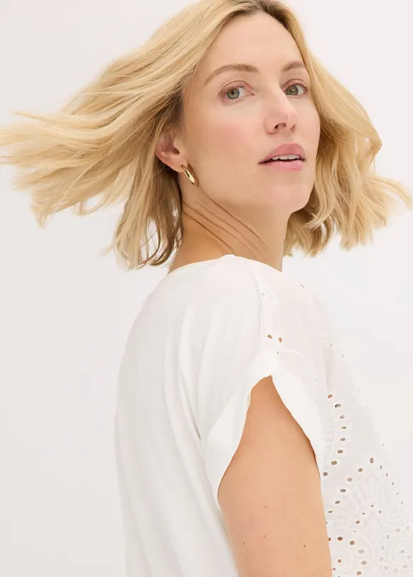 Maglia con pizzo traforato, bonprix