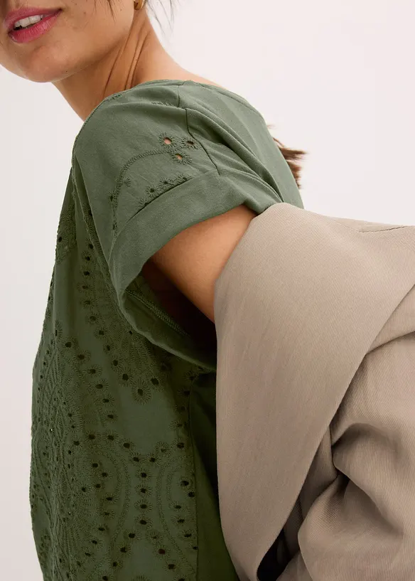 Maglia con pizzo traforato, bonprix