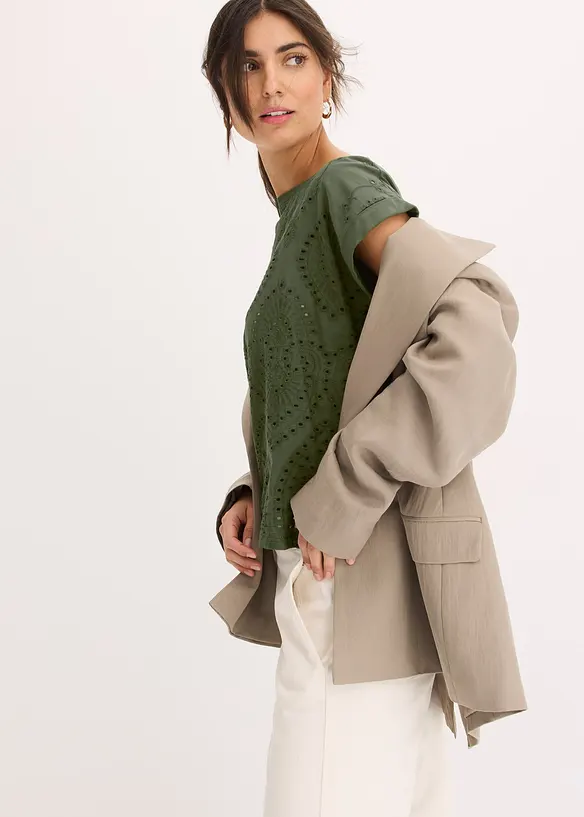 Maglia con pizzo traforato, bonprix