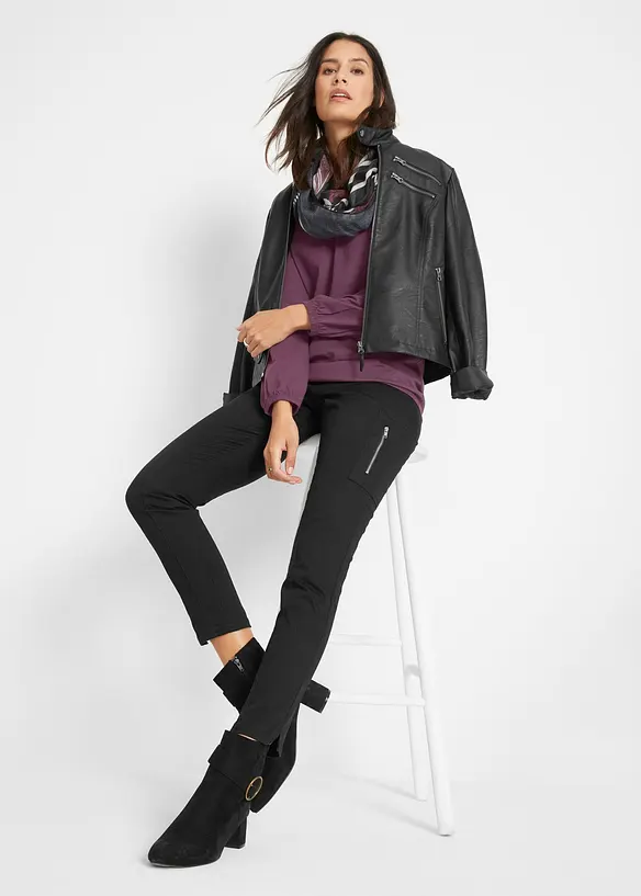 Maglia a maniche lunghe in puro cotone con elastico, bonprix