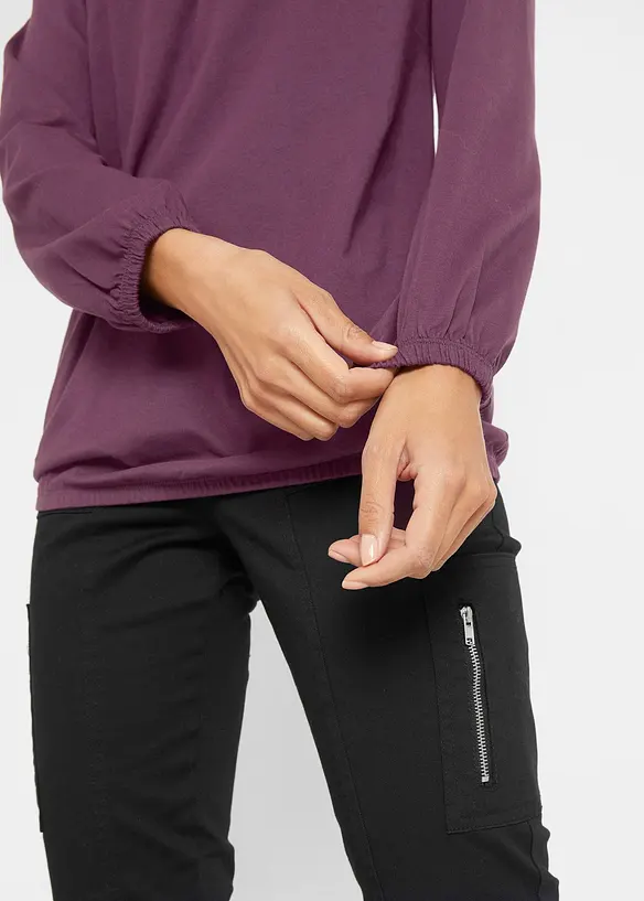 Maglia a maniche lunghe in puro cotone con elastico, bonprix