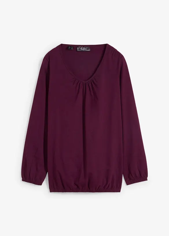 Maglia a maniche lunghe in puro cotone con elastico, bonprix