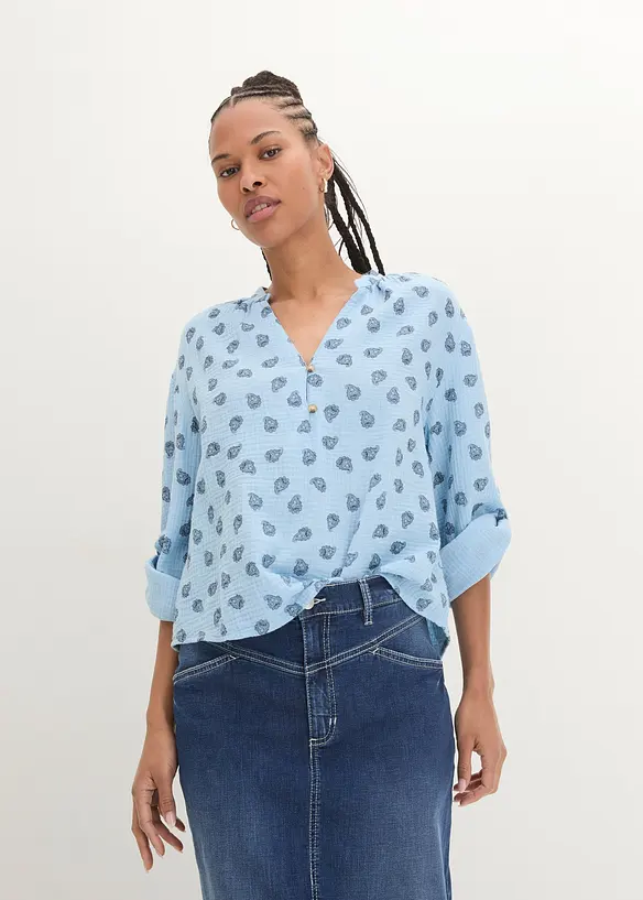 Blusa oversize in mussola leggera, bonprix