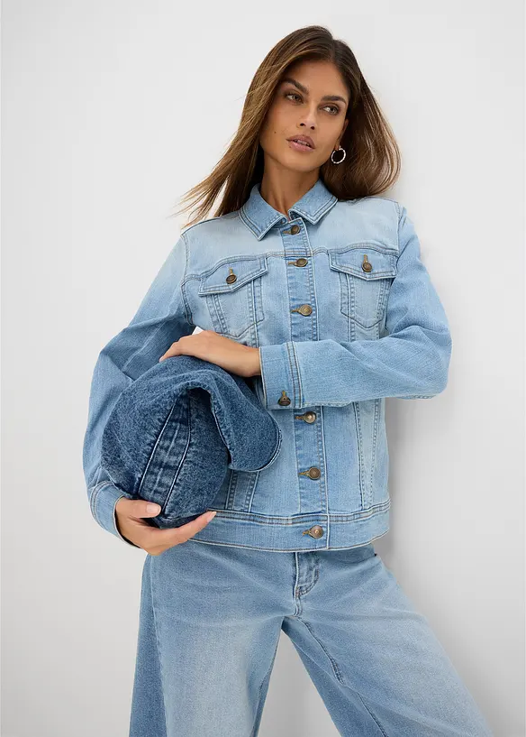 Giacca di jeans elasticizzata basic, bonprix