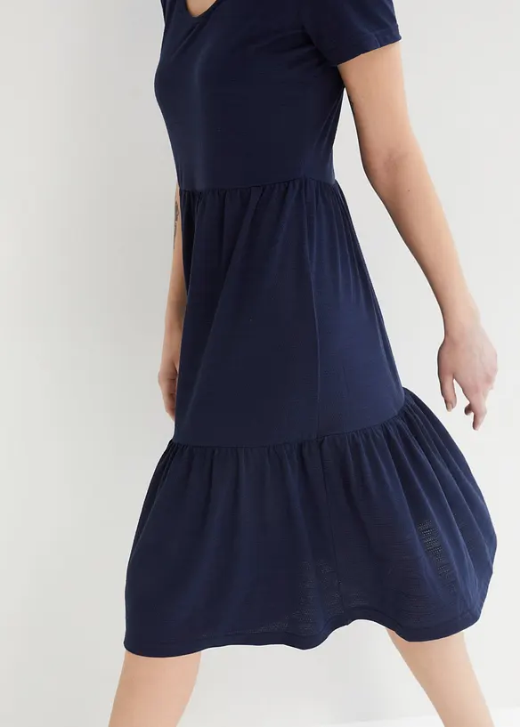 Abito in maglina di misto viscosa con motivo operato, bonprix