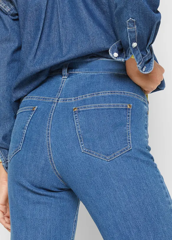 Mom jeans elasticizzati, a vita alta, bonprix