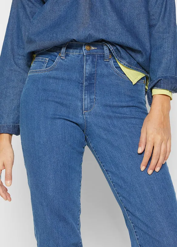 Mom jeans elasticizzati, a vita alta, bonprix