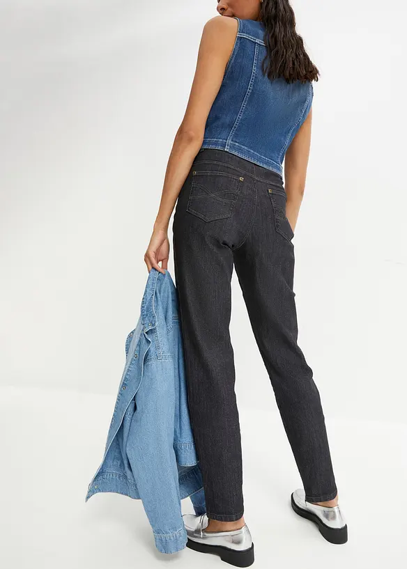 Mom jeans elasticizzati, a vita alta, bonprix