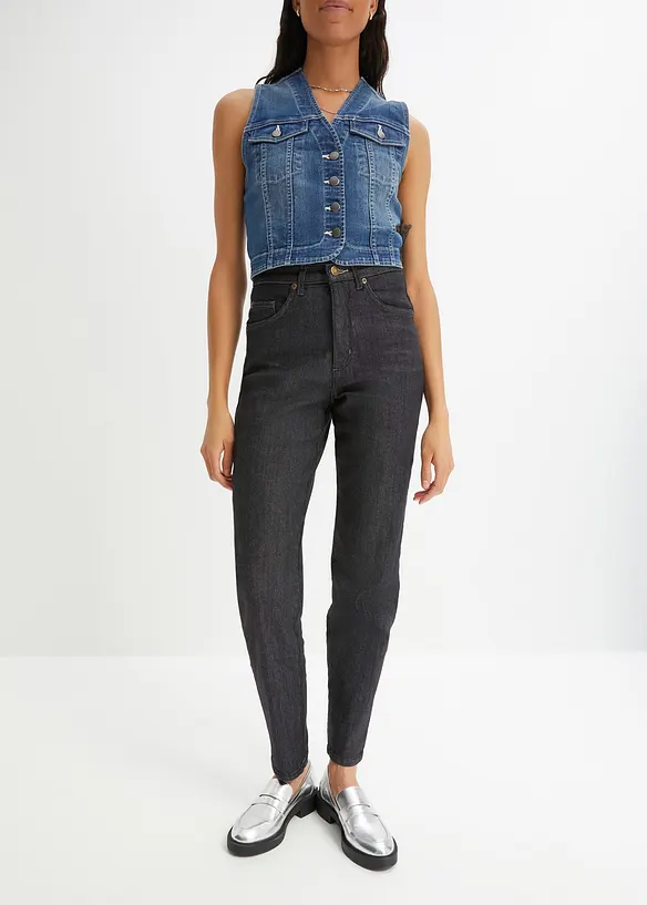 Mom jeans elasticizzati, a vita alta, bonprix