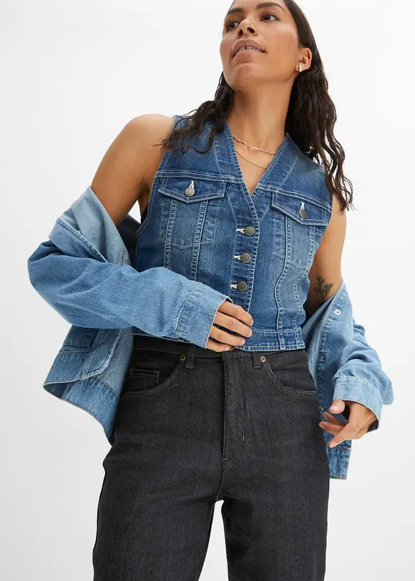 Mom jeans elasticizzati, a vita alta, bonprix