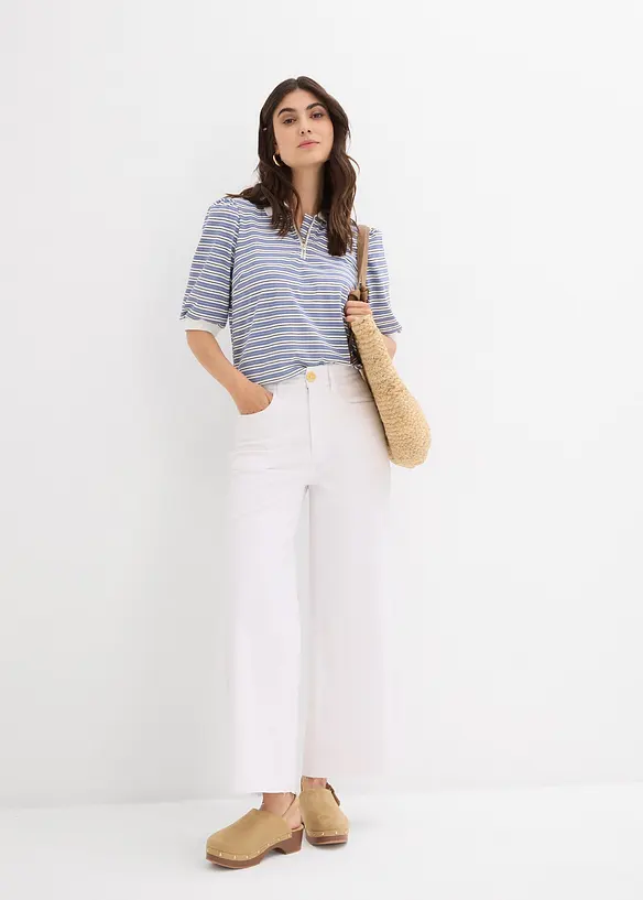 Jeans cropped wide leg, vita alta, bonprix