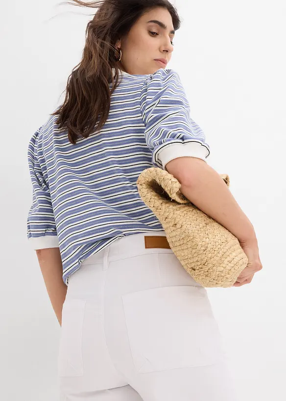 Jeans cropped wide leg, vita alta, bonprix