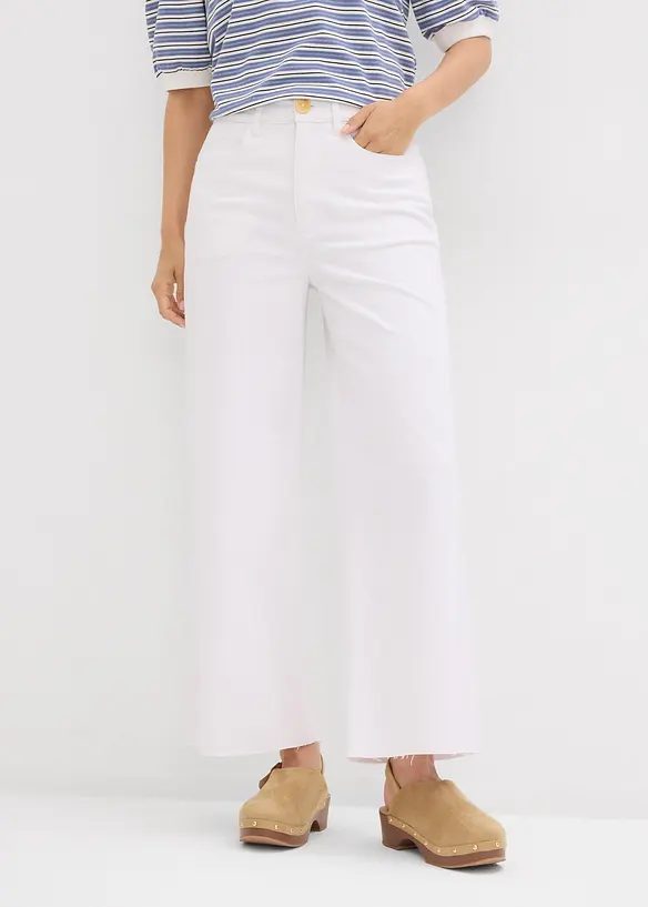 Jeans cropped wide leg, vita alta, bonprix